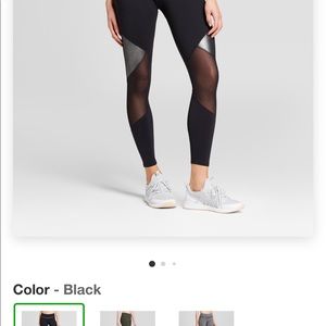 Black and silver metallic mesh leggings
